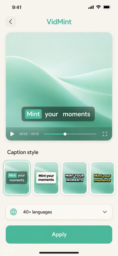 التسميات التوضيحية التلقائية في VidMint تولّد ترجمات متحركة على فيديو قصير