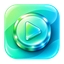 شعار تطبيق VidMint – عملة بلون نعناعي مع زر تشغيل